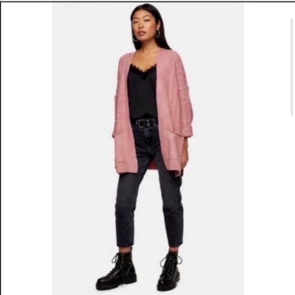 NEW TOPSHOP Mauve Cardigan Open Front slouchy NWT - Picture 5 of 6